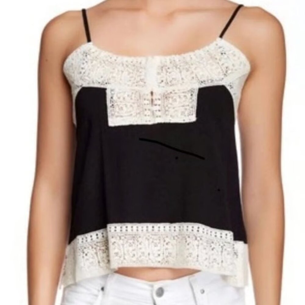 House of Harlow 1960 Black w. Cream Crochet Lace Camisole Top womens S